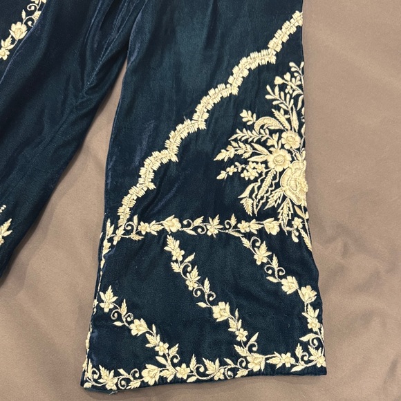 Midnight Black Embroidered Velvet Long Sleeve Maxi Dress - Picture 6 of 9